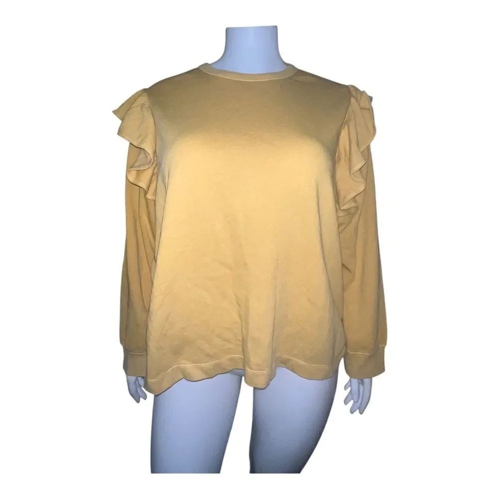 Old Navy Plus Size Mustard Yellow French Terry Ruffle-Sleeve Sweatshirt 4X NWOT